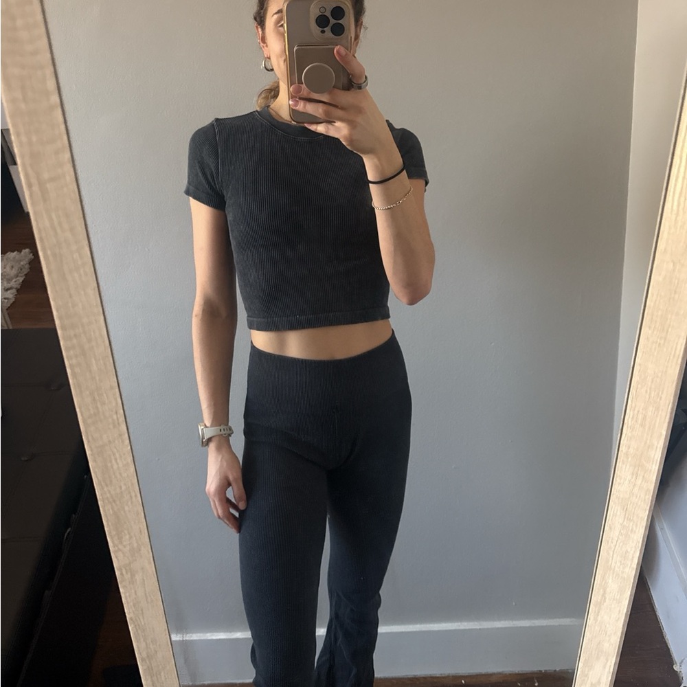 Charcoal Wide Leg Pants and matching top set